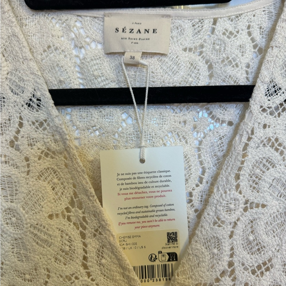 Sezane Emma Blouse - Ecru size 6 - Picture 8 of 11